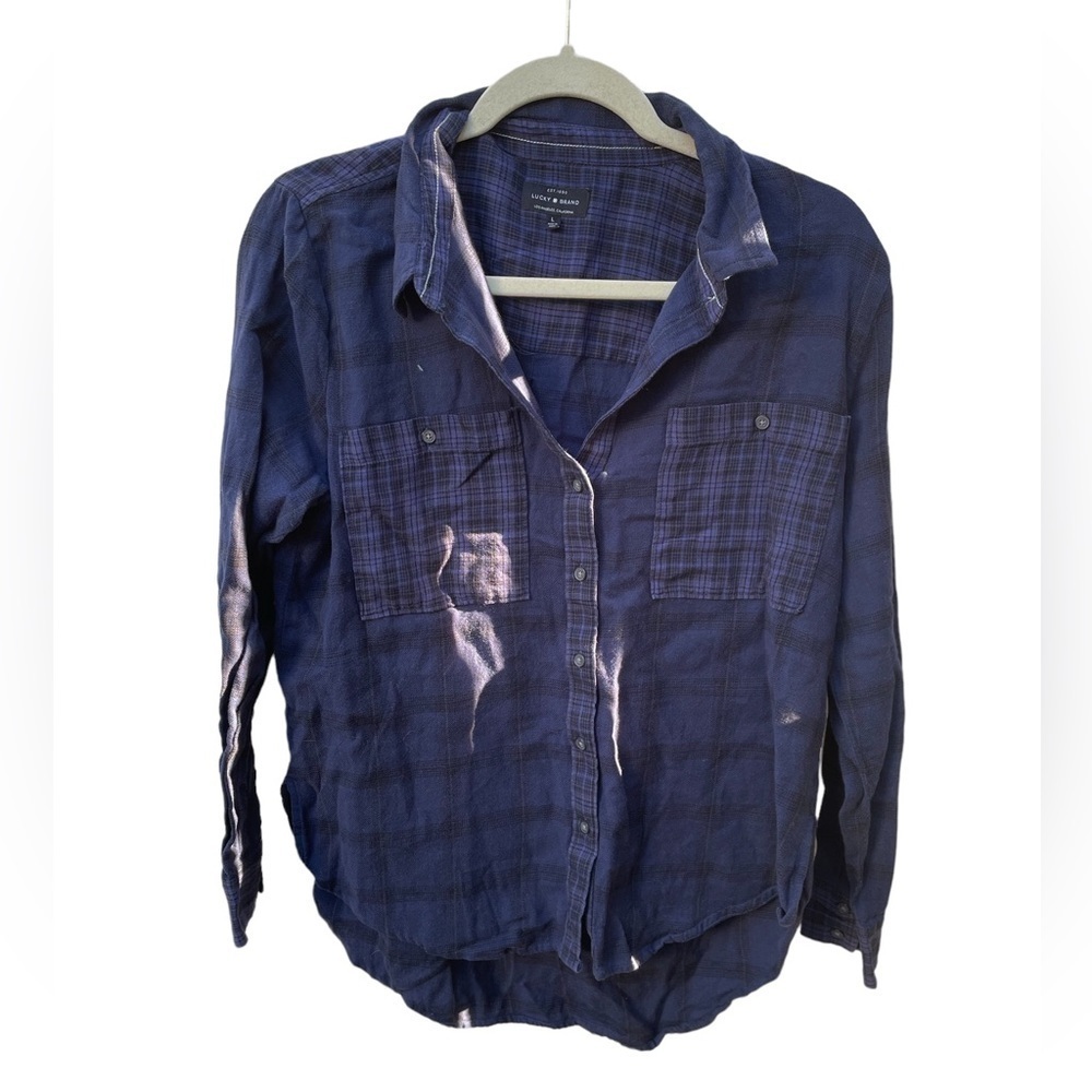 LUCKY BRAND NAVY BLUE PLAID FLANNEL